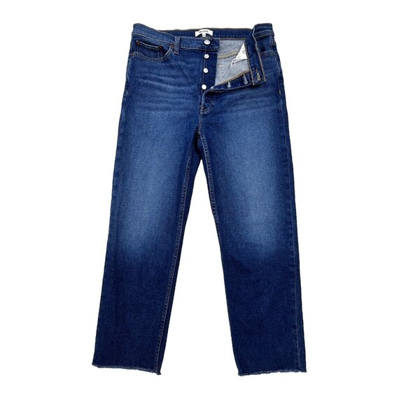 re/done Denim - Re/Done Jeans Womens Sz 32 70s Stove Pipe Dark Wash Denim Button Fly